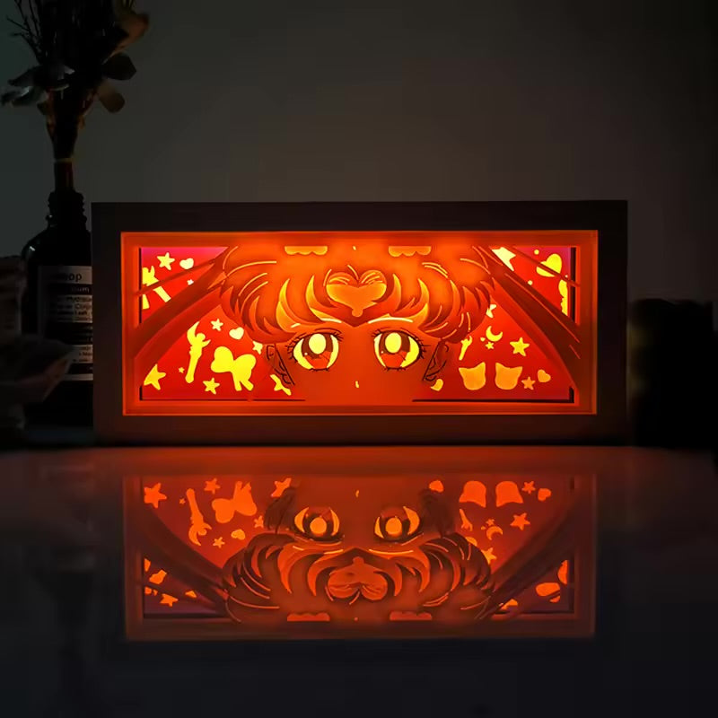 3D- Anime Lichtbox ( Papier Carving ) Dekor Nachtlampe / Tischlampe.